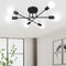 CANMEIJIA Modern Sputnik Chandelier Ceiling Light Fixture with 6 Lights Black Mid