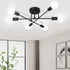 CANMEIJIA Modern Sputnik Chandelier Ceiling Light Fixture with 6 Lights Black Mid