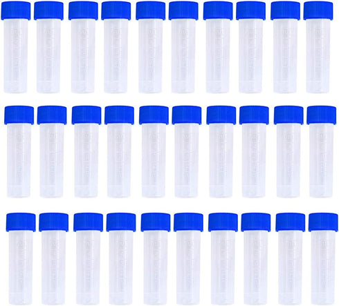 Twdrer 50PCS 5ml Plastic Graduated Vial Tubes, Small Test Sample Bottles with Screw Caps