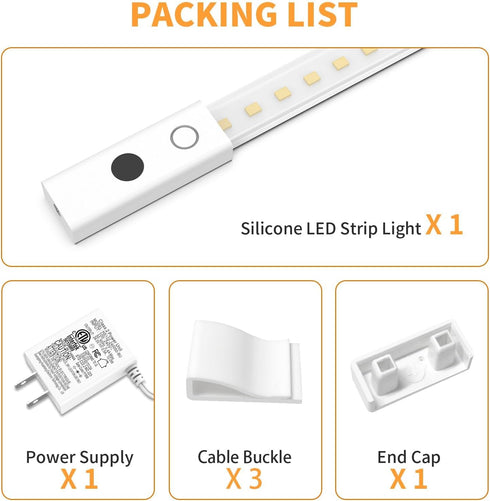 40in Dimmable 5 Closet Counter Smart Under Cabinet Lights, Plug in Under Cabinet Lighting with Handwave Sensor, Bright