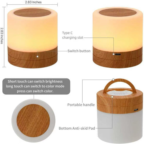 ERUN Lamp,13 4 1 Nursery Night Light for Kids, USB Rechargeable Small Desk RGB Colors & Brightness & Remote, Touch