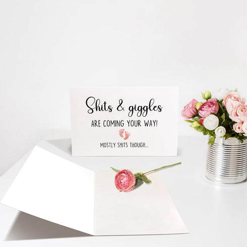 Chenive Funny Baby Shower Card for New Parents, New Baby Card for New Dad New Mom, Pregnancy Congratulations Card