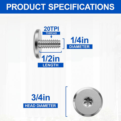 FMhotu 304 1/4" 1/2", 100-Pack Combo Sidewalk Screws Bolts, Stainless Steel Hurricane Shutter Hardware Rust-Resistant