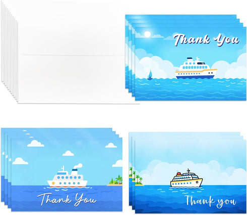 Artreeiger 12 Cruise Thank You Cards with Envelopes, 4x6 Inch Cruise Ship Blank