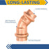 10-Pack Copper Press Elbow, GUOFIS, 1/2" x 1/2" 45° Elbow Fittings