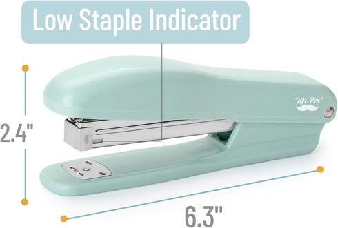 Mr. Pen Desk Staplers, 2 Pack with 200 Staples, 20 Sheet Capacity, Green, Office Stapler Set