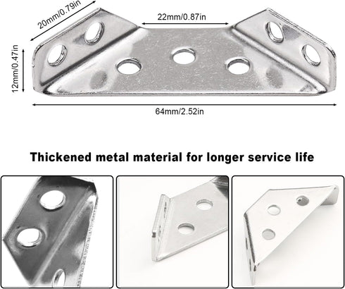 (60 Furniture Corner Connector Triangle Corner Brace, Universal Stainless Steel Corner Connector Bracket Metal