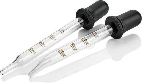 Eye Dropper - Pack of 2, Bent & Straight Tip Calibrated Glass Medicine Droppers for Accurate Dose and Measurement