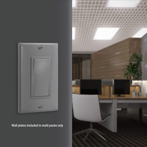 ENERLITES 20 Amp Light Switch, Single Pole Decorator Style, Commercial Grade, Gray, 91200-GY