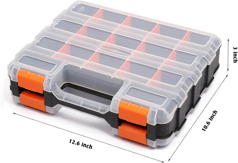 MIXPOWER 34-Compartments Double Sided Organizer with Removable Plastic Dividers, Black/Orange