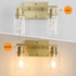 Set 2, 1-Light E26 Brass Bedside Wall Sconces of Gold Bathroom Vanity Lights Fixtures with Clear Glass Shade, Farmhouse