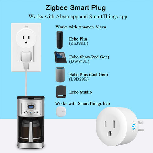 DOGAIN Zigbee Smart Plugs Outlet, Works with ST and Echo Plus Hub, Compatible with Alexa and Google Assistant, 2 Pack