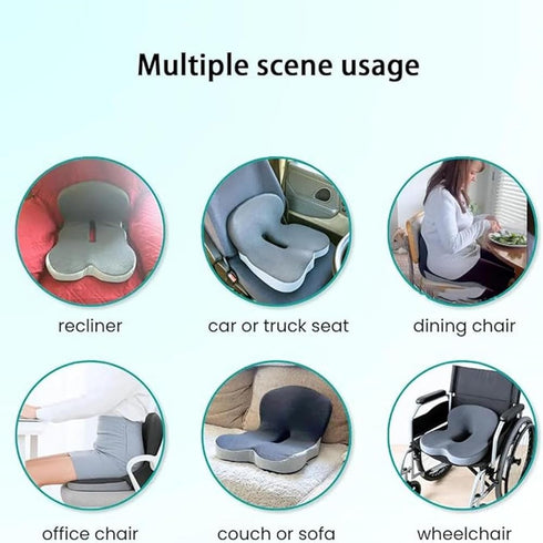 SNCIDSGE Car Orthopedic Seat Cushion, Ergonomic Memory Foam Desk Office Back Support Cushion Long Sitting for Women