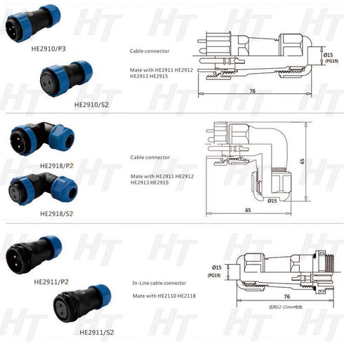 HangTon HE29 Circular Panel Mount Connector, Waterproof IP68 Aviation Plug Socket (14 pin)