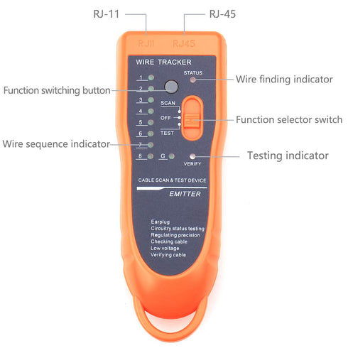 Wire Tracker XQ-350 RJ45 RJ11 Finder, Telephone Network Wire LAN Cable Tester Tool