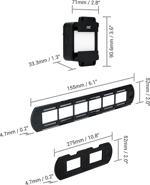Kiorafoto 35mm Set 10 JJC Negative Film Scanning Copying LED Light Includes Slides Holder, Film Strip Holder, USB Light