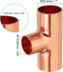 PATIKIL 1" x 3/4" x 1" ID Reducing Tee Copper Fitting, 2pcs 99.9% Pure Copper Pipe Connector
