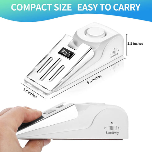 Door Stop Alarm with 120DB Security Alarm, Floor Wedge Doorstop for Travel, Apartment, Home (Pack of 3)
