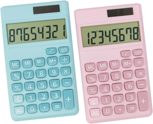 Basic Standard Calculators, Small Digital Desktop with 8-Digit LCD Display, Battery Solar Power for Kids Home School