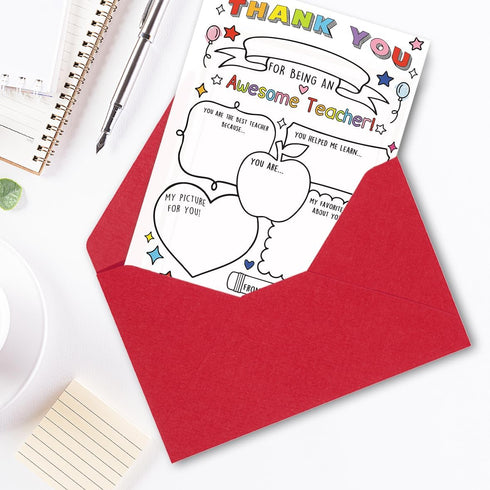 Hongshan Thank You Card for Teacher,Fill in the Blanks,Funny Appreciation Card Gift,Teacher Thank You Gifts Card from