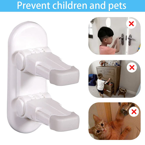 Flowden Lock2 PackPrevents Improved Childproof Door Lever Toddlers from Opening Doors. Durable ABS with Adhesive