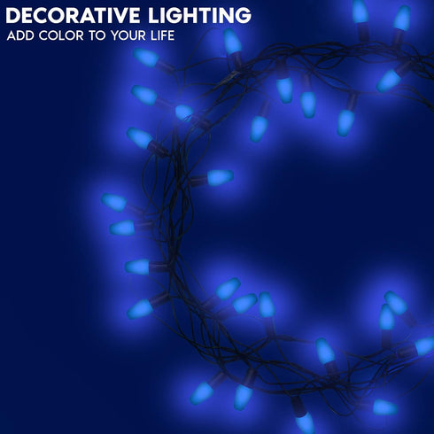 12-Pack C7 Bulbs 0.5W, Bulb, E12 LUXRITE LED Blue Replacement Light for String Lights, Shatterproof Colored Candelabra