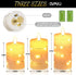Wax,3 Pack-Ivory Da by Flameless Candles with String Lights, Battery Operated Candles with Remote and Timer, LED Pillar