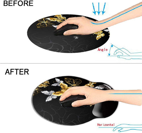 Memory Foam Wrist Support Mouse Pad, Comfortable Padded Mousepads 9in X10in for Desktop Notebook (Silver Golden