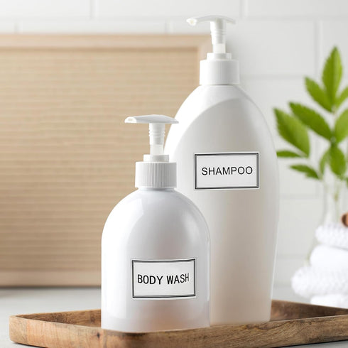 Alrhso 24 PCS Waterproof Labels for Bottles Bathroom Labels Shampoo Label Waterproof White Dish Soap for Bottles Travel
