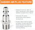 GASHER 5PCS Industrial Air Plug, 304 Stainless Steel 1/4"NPT Male High Flow Pneumatic Plugs