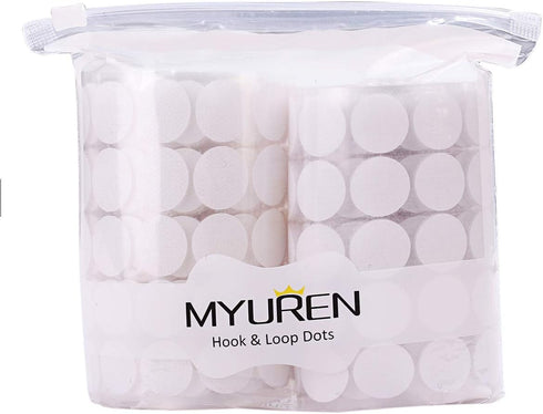 500pcs White Self Adhesive Dots (250 Pairs) Hook and Loop Taps for School, Office, 1" Diameter
