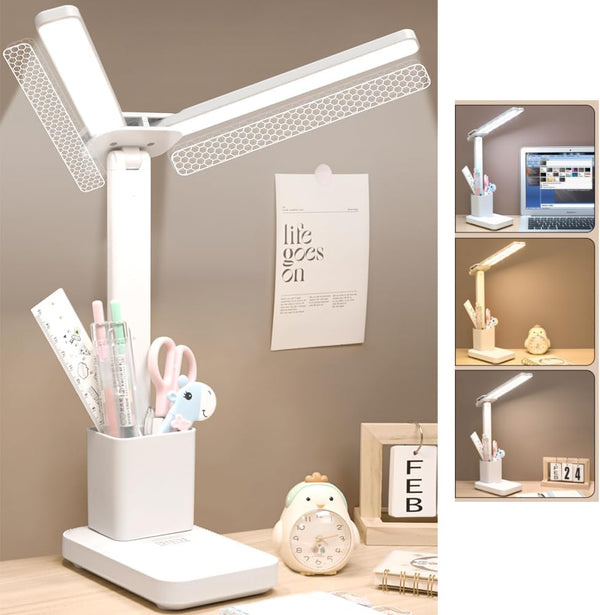 Generic Rechargeable Desk Lamp, Small Desk Light with 3 Color Temperatures & Stepless