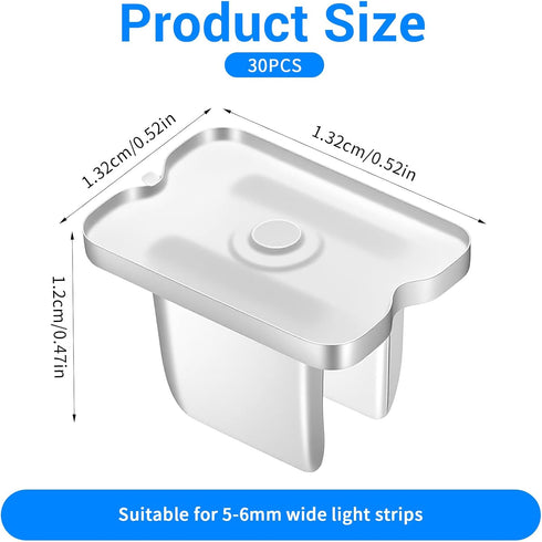 Quilax 30 Set 5-6mm Waterproof LED Strip Mounting Clips Holder, Translucent Rope Light Clips with Screws, Mounting