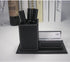 KINGFOM PU Leather Desk Organizer and Accessories, Black Pencil Holder with Business Cards Stand, School Office