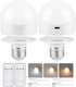 Rechargeable Light Bulbs with Remote Control, 2 Pack, Battery Operated, Timer, Dimmable Wireless Puck LED Bulb
