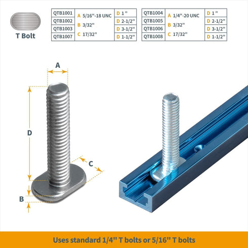 POWERTEC 71067 48 Inch Universal T-Track - Double-Cut Profile with Predrilled Mounting Holes, 1PK