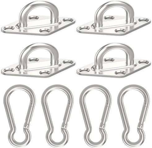 Goiio 4 Pcs 2.36 Inch Pad Eye Plate Hook, 304 Stainless Steel for Outdoor and Indoor Activities