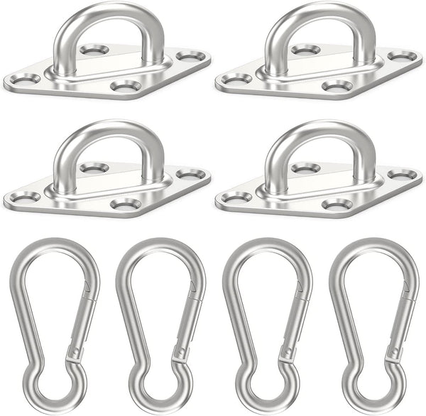 Goiio 4 Pcs 2.36 Inch Pad Eye Plate Hook, 304 Stainless Steel for Outdoor and Indoor Activities