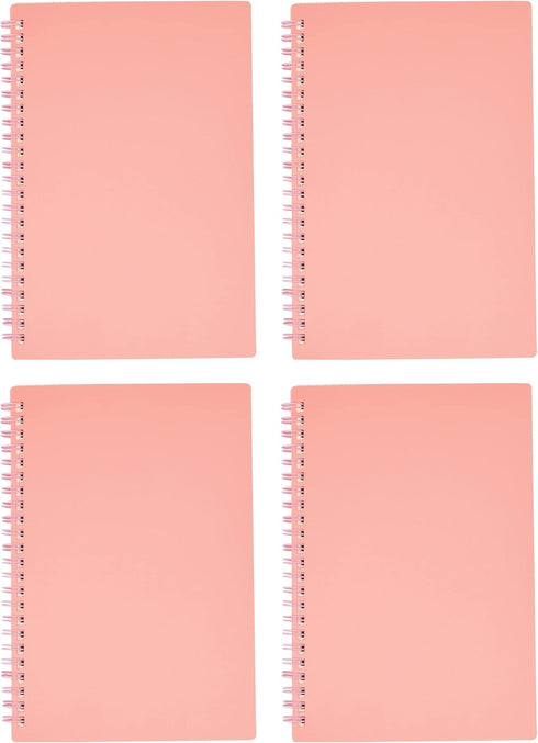 Yansanido Spiral Notebook, 4 Pcs A5 Thick Plastic Hardcover 8mm Ruled Pink 80 Sheets -160 Pages Journals for Study and Notes (Ruled-4pcs Light Pink, A5)