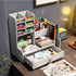 Upgraded Desktop Stationary Organizer with Drawer, DIY White Pencil Holder for Home, Office and School Tidy Caddy