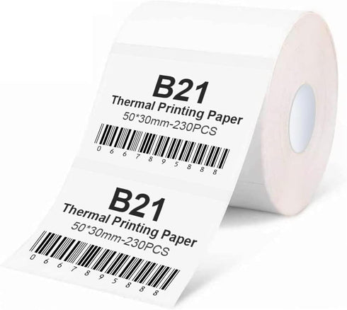 NIIMBOT Label Tape for B1/B21/B3S, 1.97'' x 1.18'' (50x30mm), 230 Labels/Roll for Small Business, White
