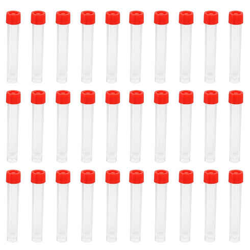 PATIKIL 10mL Plastic Test Tubes, 80 Pack Graduated Vial Container with Red Clear Screw Cap