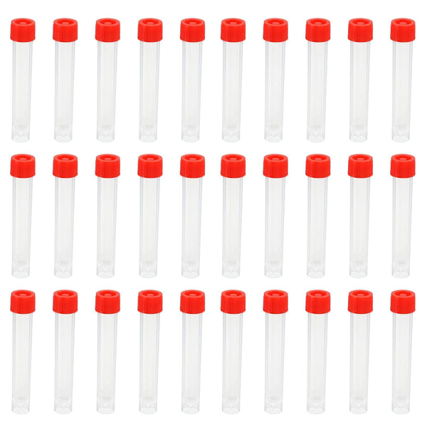 PATIKIL 10mL Plastic Test Tubes, 80 Pack Graduated Vial Container with Red Clear Screw Cap