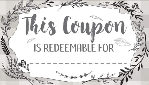 Set of 50 Blank Coupon Cards - Botanicals Gift Card Stationery for Small Business, Restaurants, Salons
