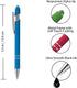 Rubberized Soft Touch Ballpoint Pen with Stylus Tip, Premium Metal, Black Ink, Medium Point (Orange, 7)