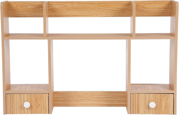 lxrnqcey Desktop Shelf, 2-Tier 80cm High-Capacity Desk Hutch Organizer, Multipurpose Wood Desktop Bookshelf