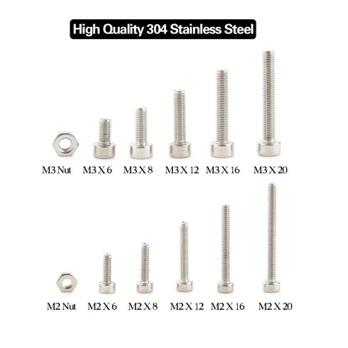 Hilitchi 420pcs M2 M3 Stainless Steel Hex Socket Head Cap Screws Nuts Assortment Kit with Box