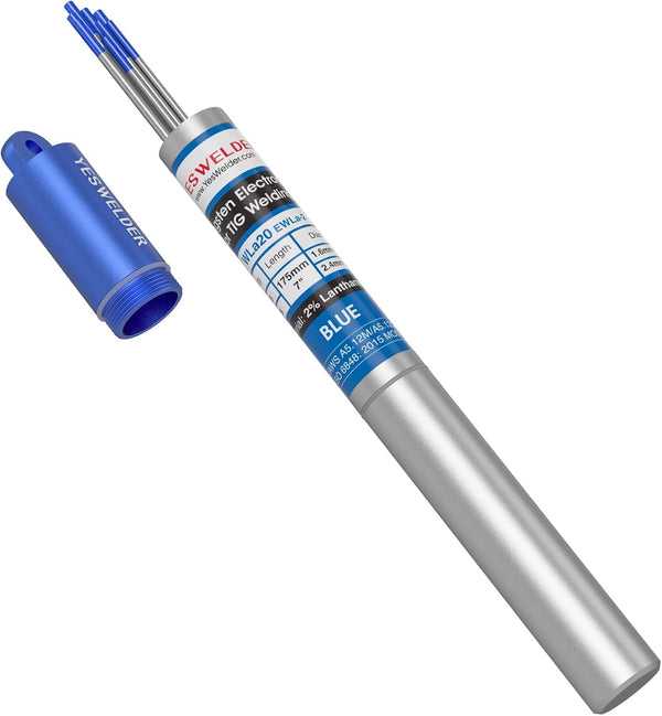 YESWELDER 2% Lanthanated TIG Welding Tungsten Electrode, Assorted-size 5pk 1/16" & 5pk 3/32" (Blue, WL20/EWLa-2)