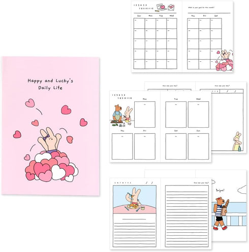 Monolike Happy and Lucky Diary, 6 Month Academic Planner, Weekly & Monthly Scheduler, Love Letter