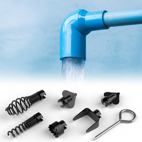 7PCS Drain Cleaner Combination Cutter Head Set, 16mm Manganese Steel for Drain Cleaning Machines